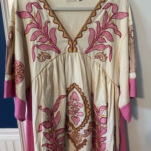 Brooklyn Cloth Embellished Cream and Pink Mini Dress